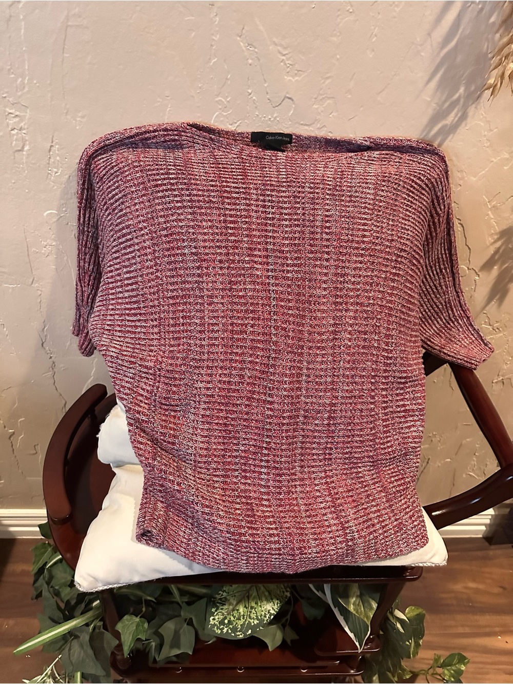 Calvin Klein Marled Rose Off-the-Shoulder Sweater